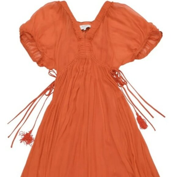 LA LINGE CONSTANCE CHIFFON ORANGE MIDI EASTER DRESS  SZ S CASUAL & FORMAL STYLE - Picture 6 of 15